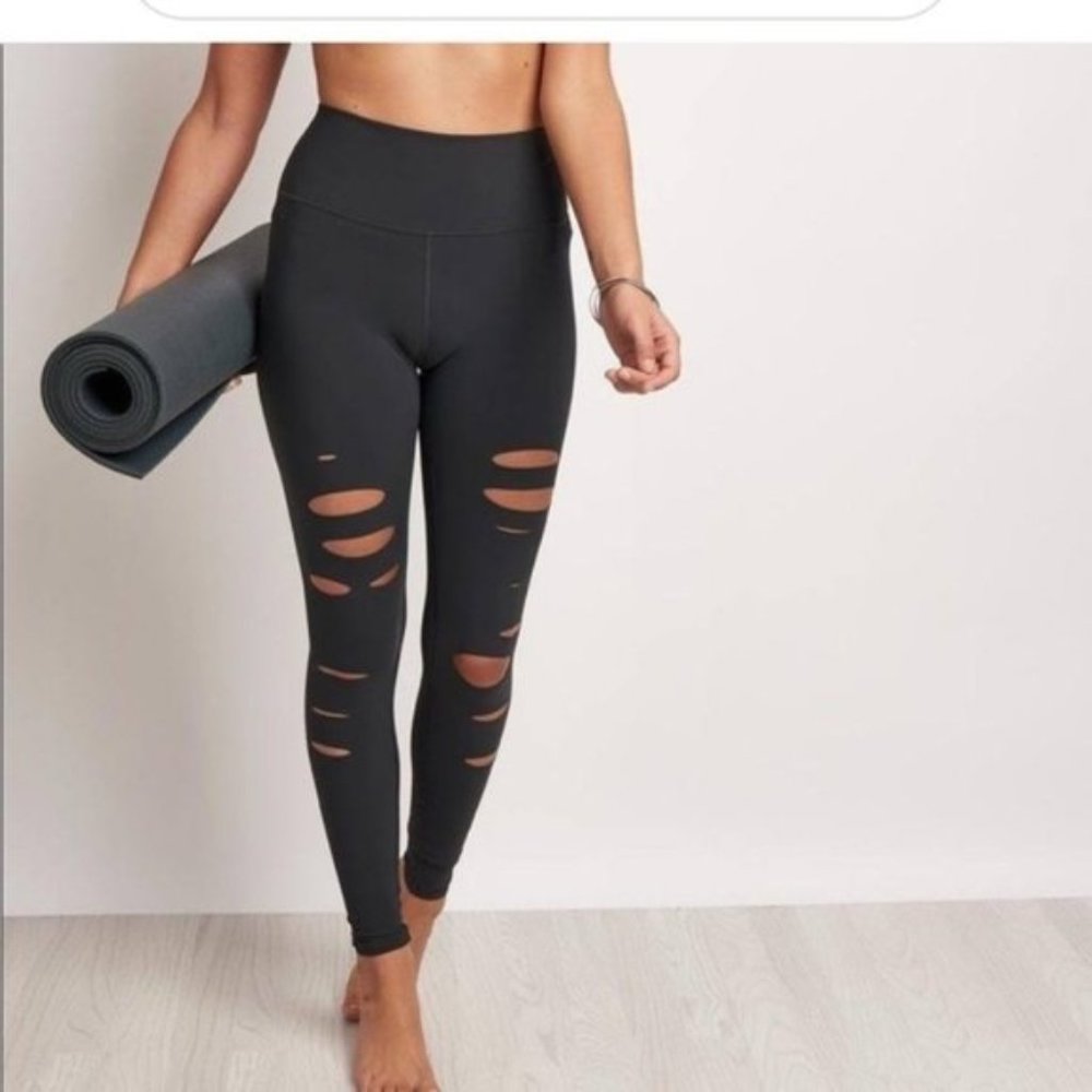 Alo yoga High-Waist laser cut  Warrior Legging black tights  size xs